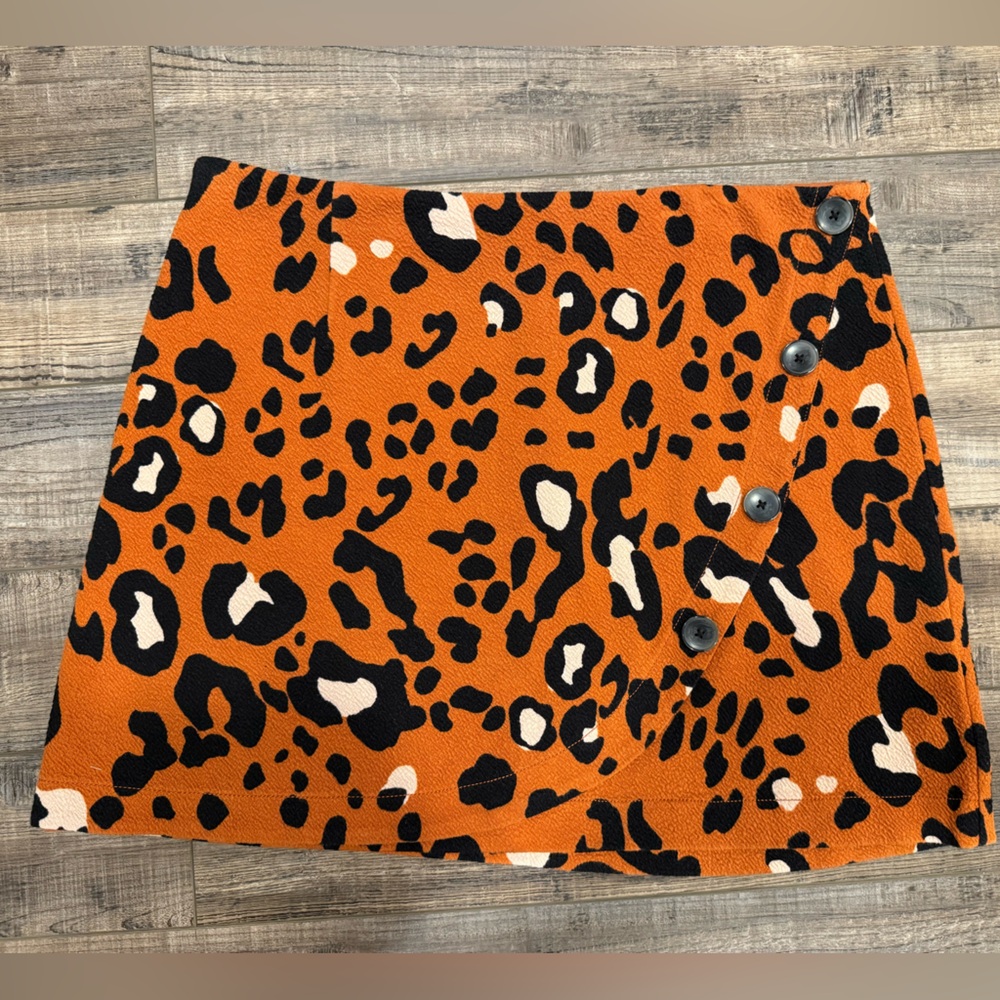 Anthropologie/Maeve Leopard Wrap Mini Skirt - Picture 3 of 6